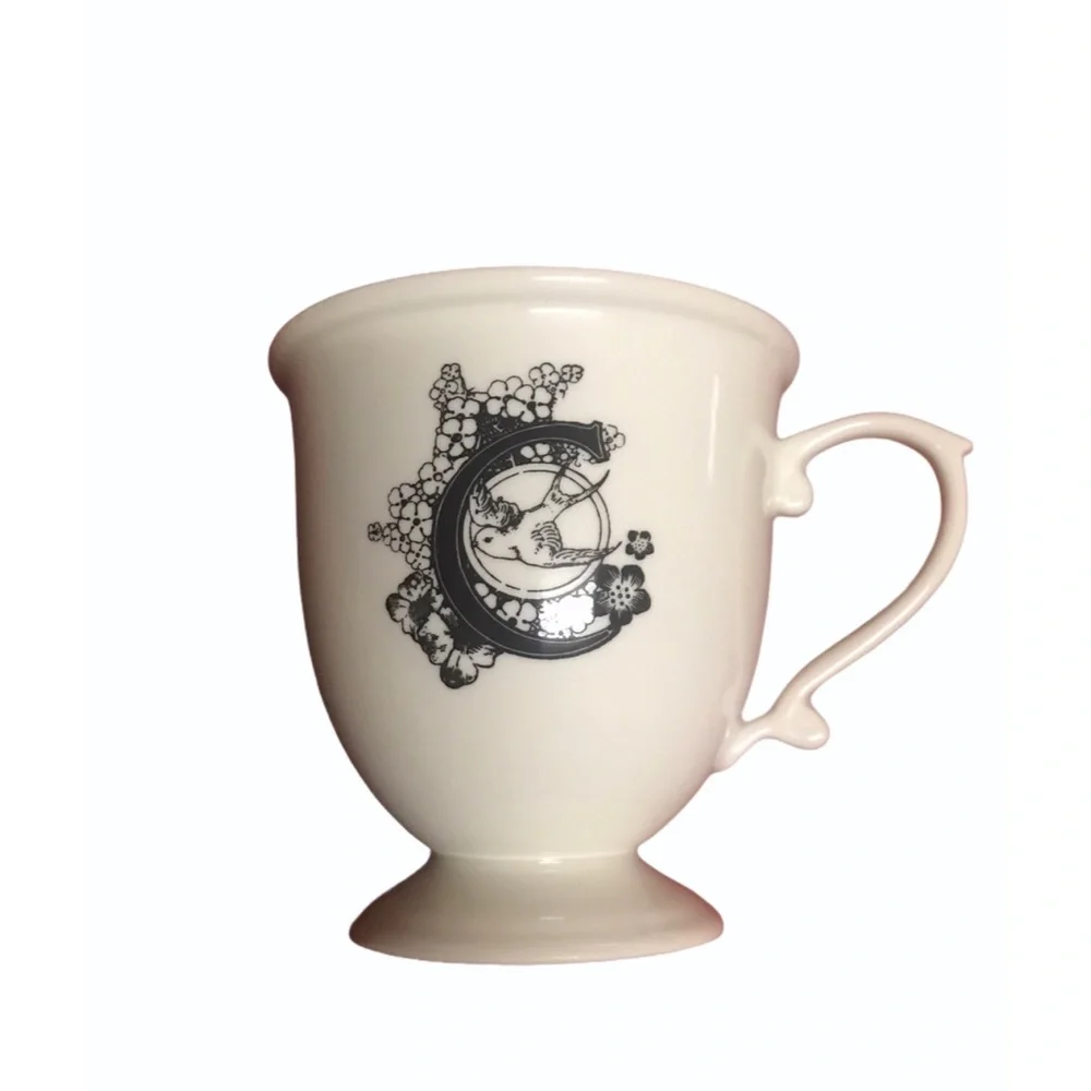 Anthropologie Missus Footed Pedestal Monogram Mug